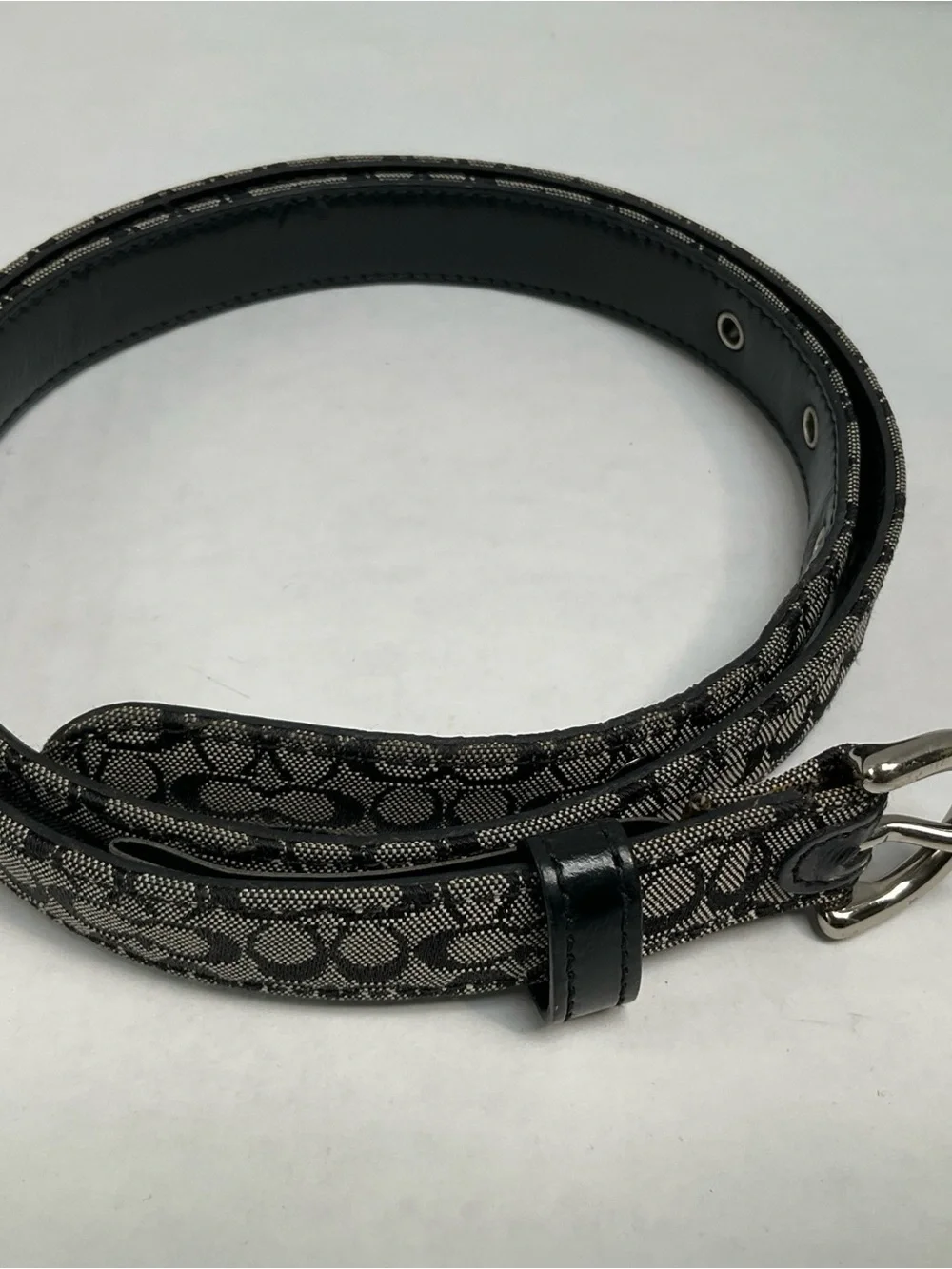 Coach Black Signature Logo Belt